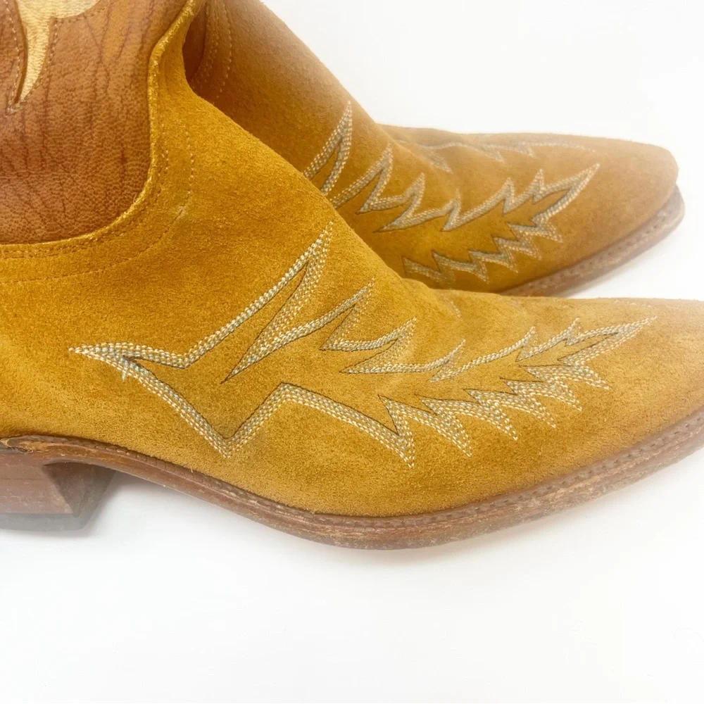 Lucchese Boots Green Suede Snip Toe Western Cowgirl - Picture 8 of 12